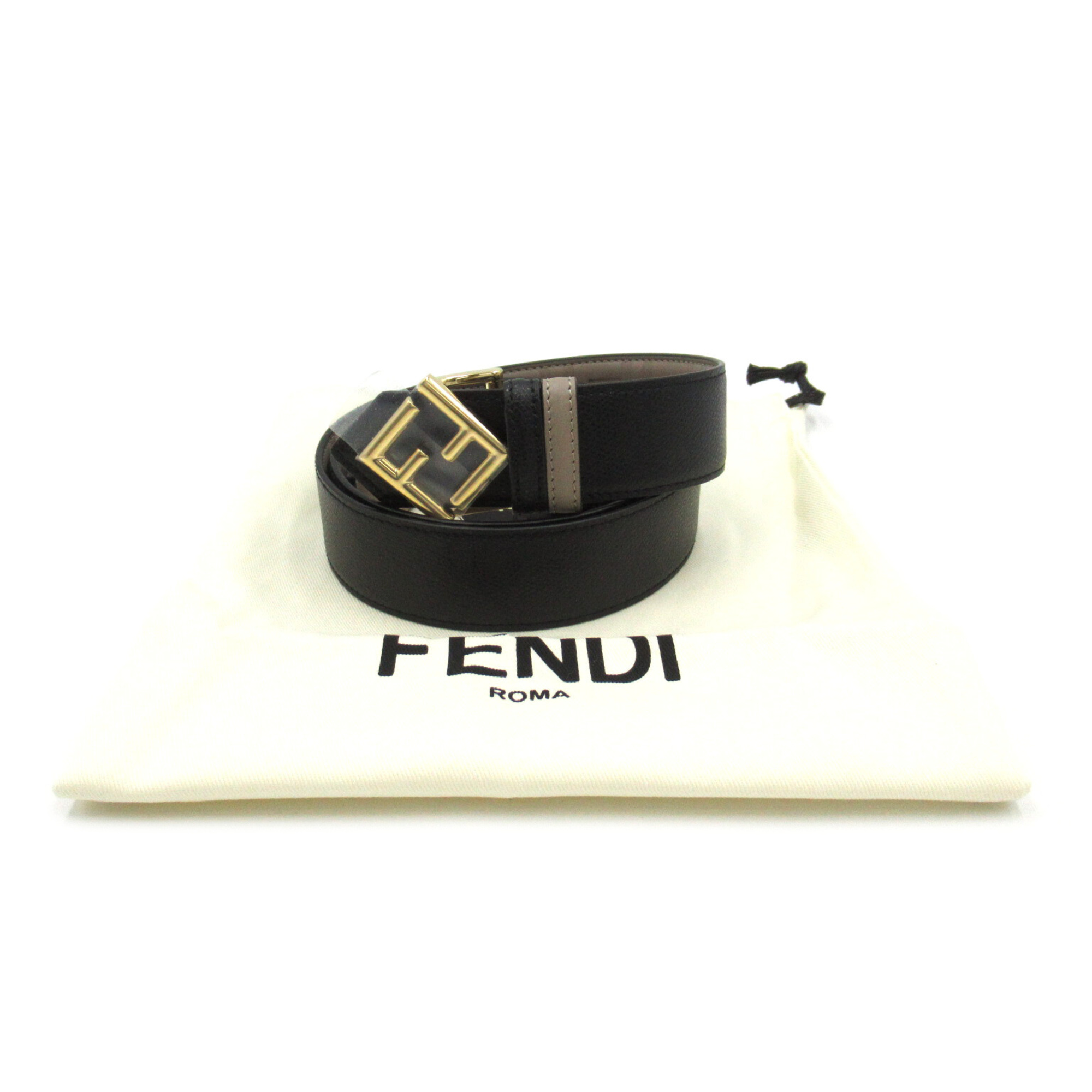 FENDI Reversible belt Black Beige Calfskin (cowhide) 8C0688ANH8F0E6E90