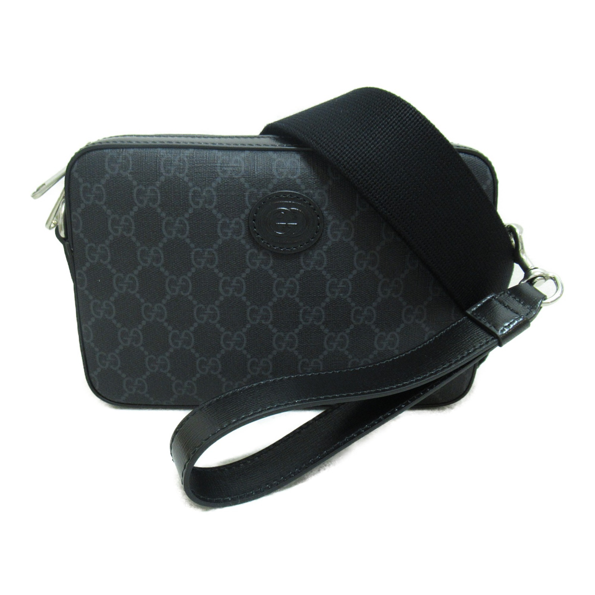 GUCCI Shoulder Bag with Interlocking G Black GG Supreme 