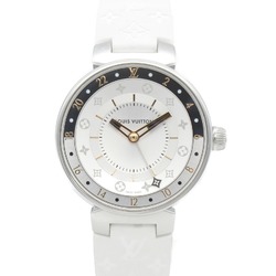 LOUIS VUITTON Tambour Wrist Watch Watch Wrist Watch QA104 Quartz Silver  Stainless Steel Rubber belt QA104