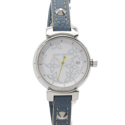 LOUIS VUITTON Tambour Wrist Watch Watch Wrist Watch Q121C Quartz White White shell Stainless Steel Leather belt Q121C