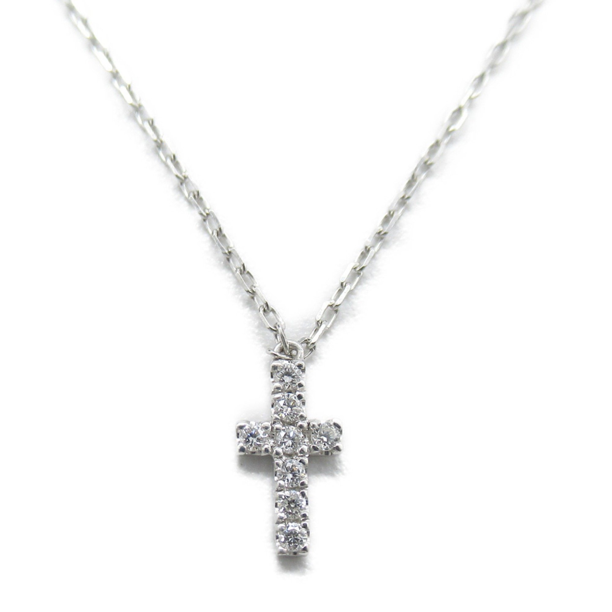 AHKAH Cross pave diamond Necklace Necklace Clear  K18WG(WhiteGold) Clear