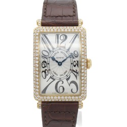 FRANCK MULLER Long Island Bezel Diamond Wrist Watch Watch Wrist Watch 952QZD Quartz Silver  K18PG(Rose Gold) Leathe 952QZD