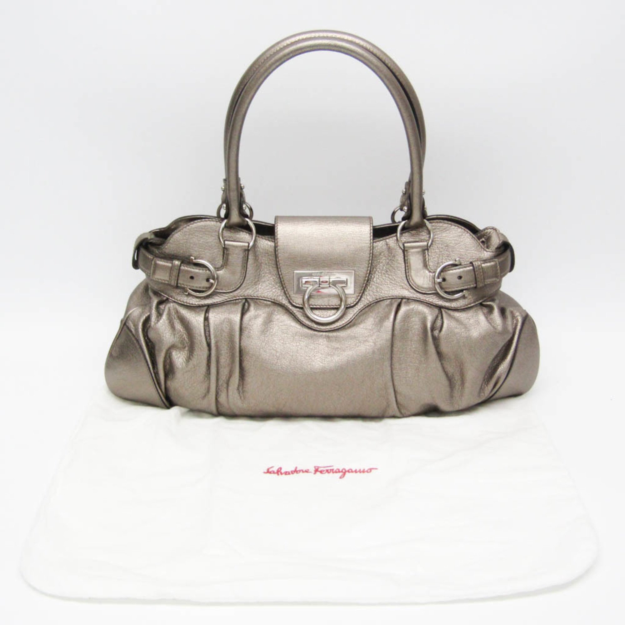 Salvatore Ferragamo Gancini AU-21/5370 Women's Leather Handbag Bronze