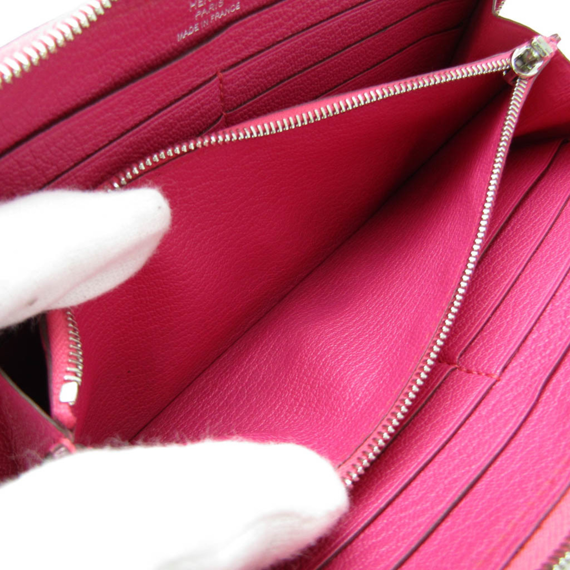 Hermes Azap Classic Women's Chevre Leather Long Wallet (bi-fold) Rose Tyrien