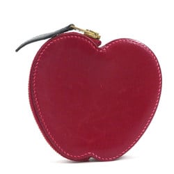 HERMES Coin Case Fruit Motif Apple Leather Red Gold Ladies