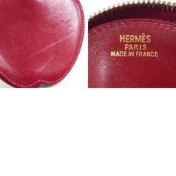 HERMES Coin Case Fruit Motif Apple Leather Red Gold Ladies