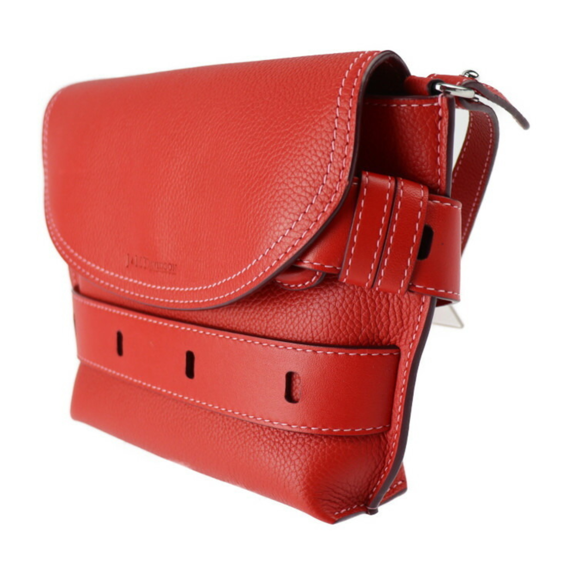 J&M Davidson THE BELT POUCH Belt Pouch Shoulder Bag Leather Red Silver Hardware Pochette