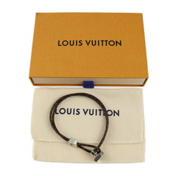 LOUIS VUITTON Louis Vuitton Bracelet Catch It M8113D Monogram Canvas Brown Silver Hardware LV Initial Flower