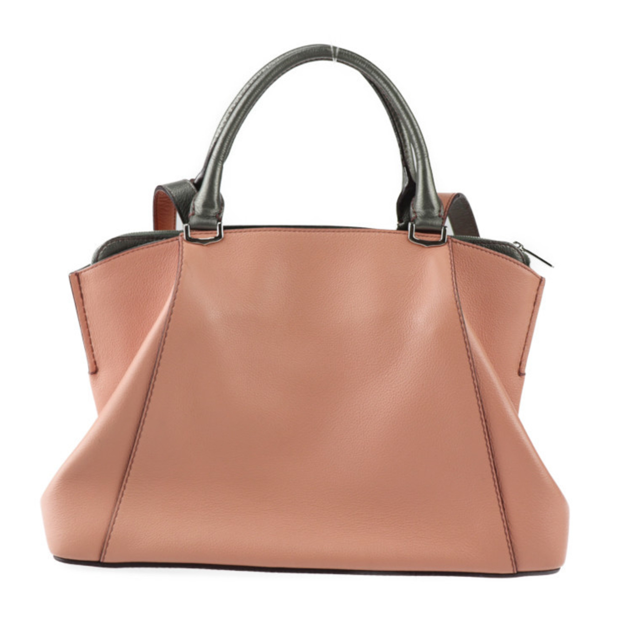 CARTIER C de Cartier SM handbag leather coral pink gunmetallic silver hardware 2WAY shoulder bag bicolor