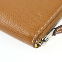 HERMES Azap Long Silk-in Wallet Vaux Epson Gold Brown Silver Hardware Round Zipper C Engraved