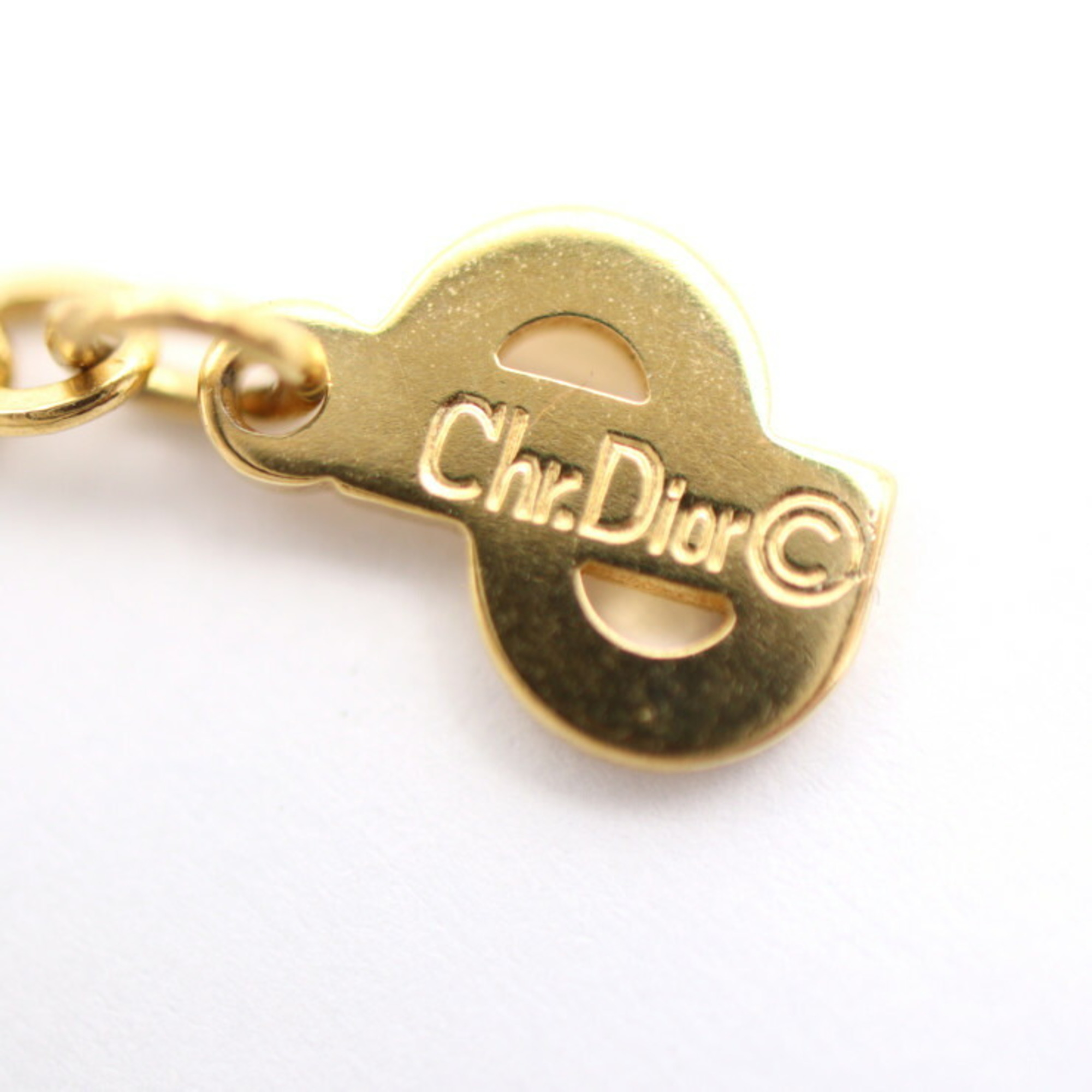 Christian Dior Dior Necklace Metal Gold Pendant CD Logo