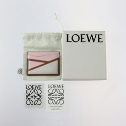 LOEWE PLAIN CARDHOLD Plain Card Holder PUZZLE Puzzle Case Leather Pink White Brown Business Pass Anagram