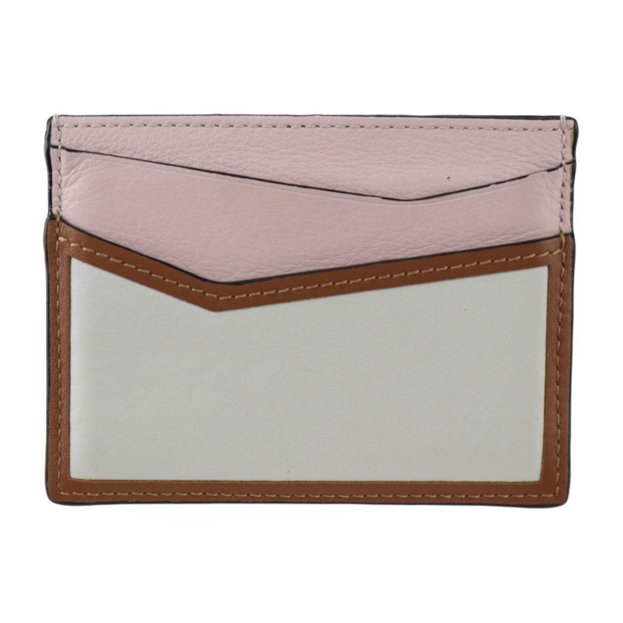 LOEWE PLAIN CARDHOLD Plain Card Holder PUZZLE Puzzle Case Leather Pink White Brown Business Pass Anagram