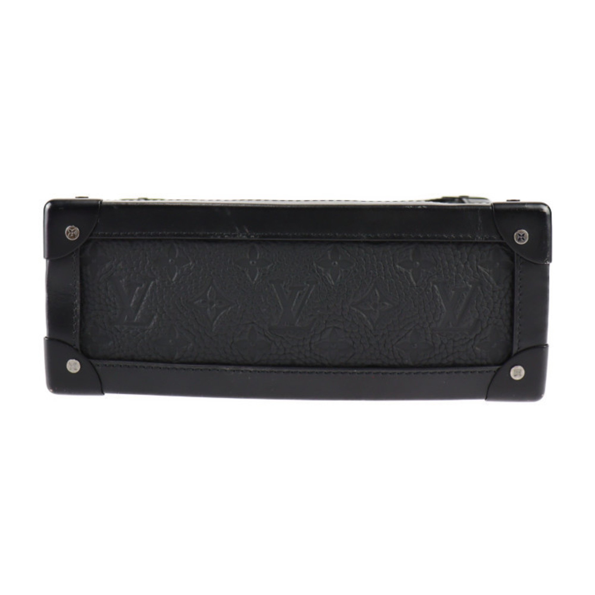 LOUIS VUITTON Soft Trunk Monogram Shoulder Bag M55700 Taurillon Leather Black Chain Vuitton