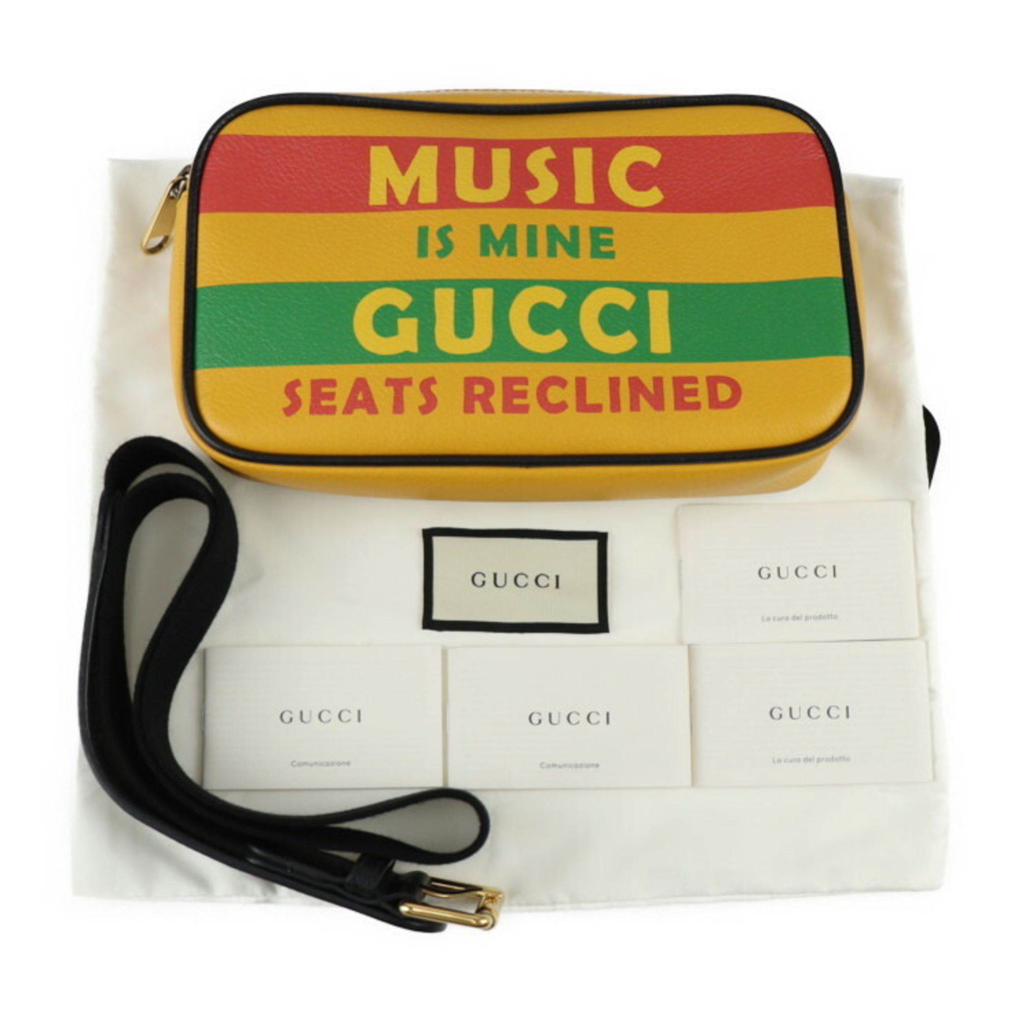 GUCCI Gucci Belt Bag SONY MUSIC Collaboration Waist 602695 Leather Yellow Multicolor Gold Hardware 100th Anniversary Logo Body Pouch Bum