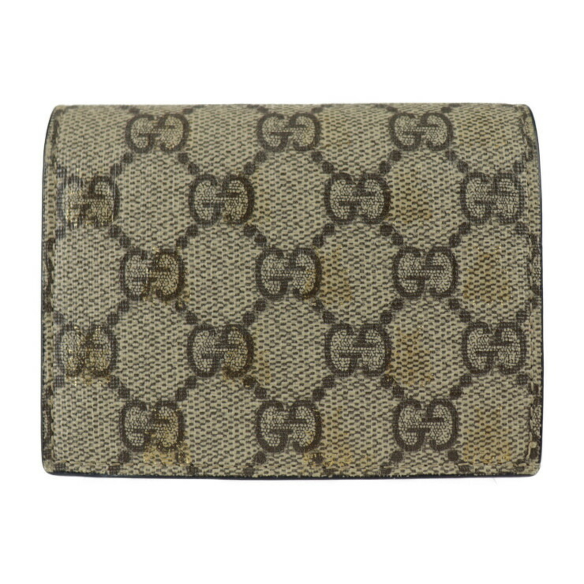GUCCI Gucci Compact Wallet Bifold 508757 GG Supreme Canvas Leather Beige Brown Gold Black BEE Bee