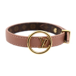 LOUIS VUITTON Louis Vuitton Bracelet LV Eclipse M8102F Notation Size 17 Monogram Canvas Calf Leather Pink Beige Brown Gold Hardware