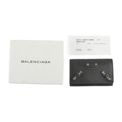 BALENCIAGA GIANT OSAKA Key Case 285377 Leather Gray Silver Hardware 6 Rows