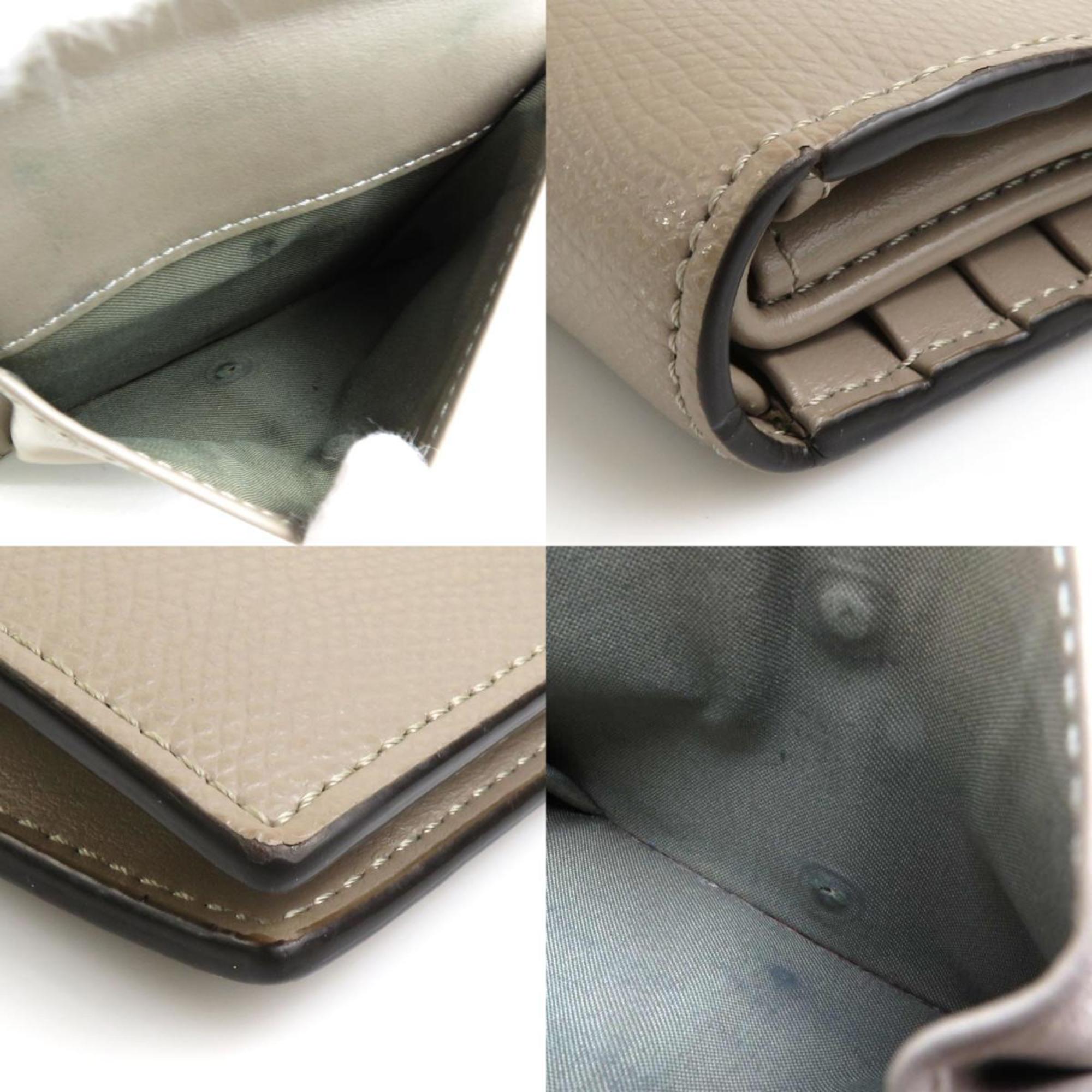 FENDI Bifold Wallet Leather Beige Unisex 8M0387-A18B