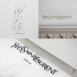 YVES SAINT LAURENT Yves Saint Laurent Clutch Bag Second Leather Off-White White Embossed Ladies