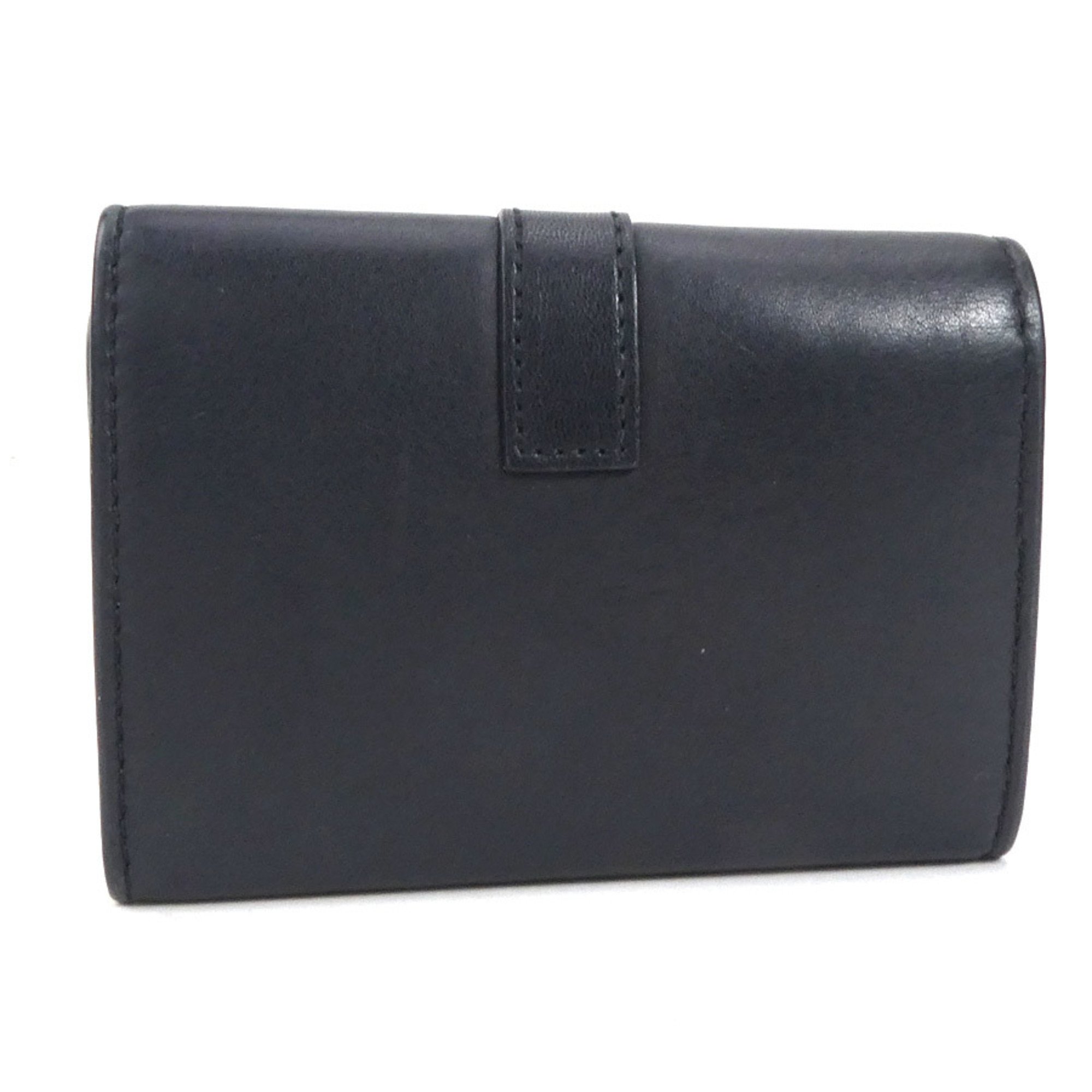 SAINT LAURENT Key Case Leather/Metal Black/Silver Unisex