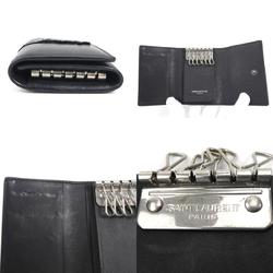 SAINT LAURENT Key Case Leather/Metal Black/Silver Unisex