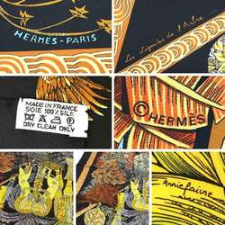 HERMES Scarf Muffler Carre 90 Les Legendes de l'Arbre Wood Legend Black 100% Silk Hermes