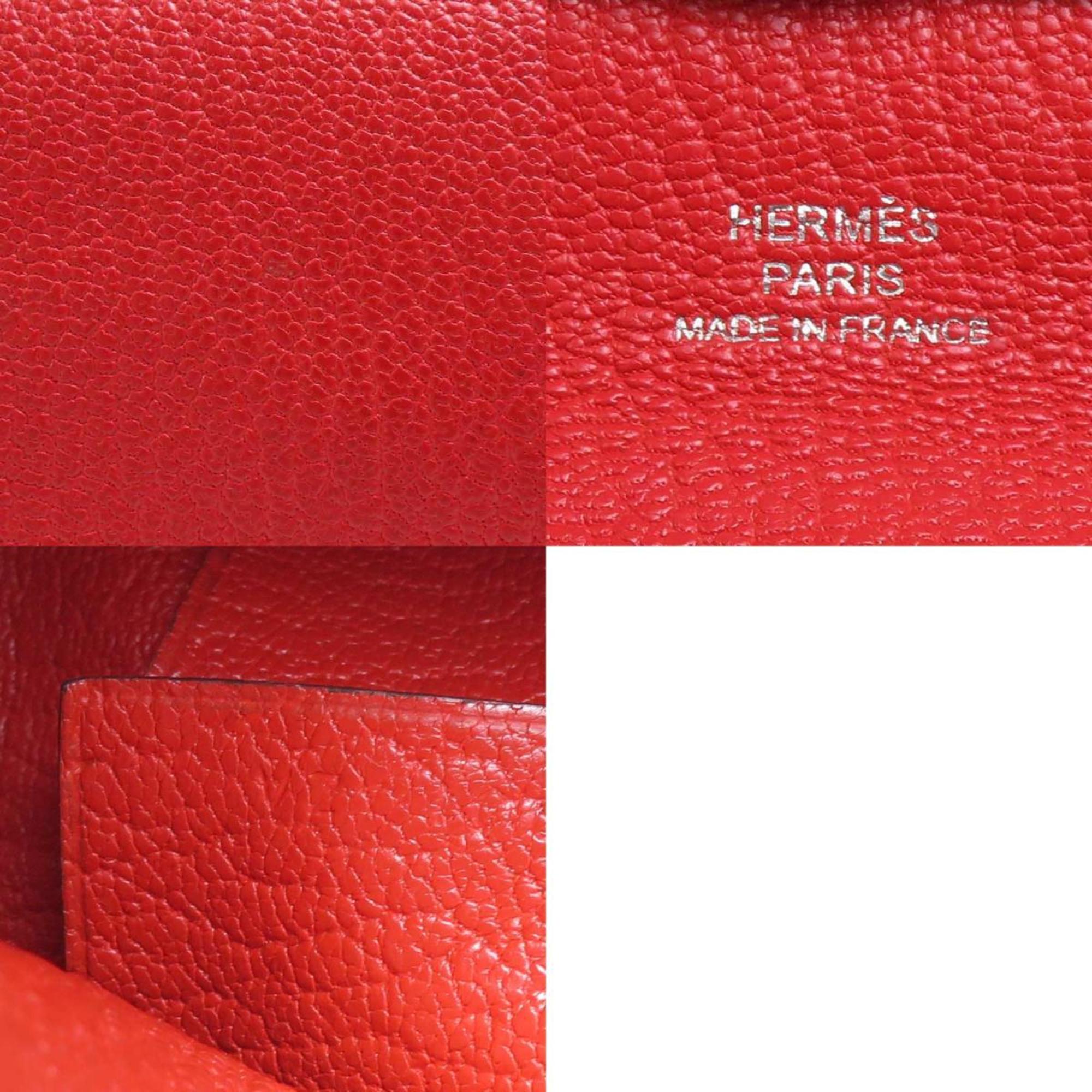 Hermes HERMES Coin Case Bastia Leather Orange Red Unisex