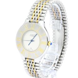 Polished CARTIER Must 21 Gold Plated Steel Quartz Mens Watch BF562485