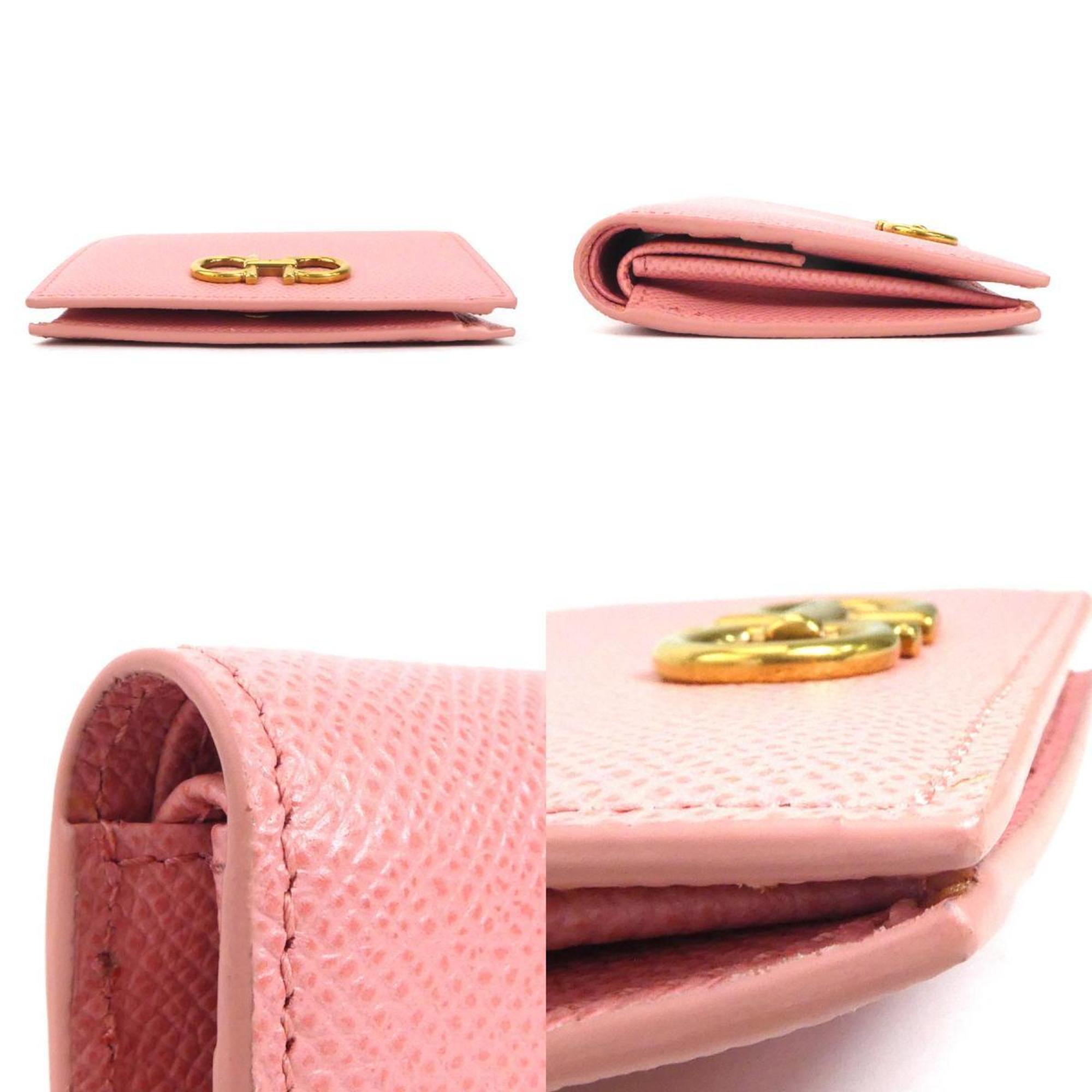 Salvatore Ferragamo Bifold Wallet Gancini Leather Pink Ladies