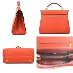 Salvatore Ferragamo Handbag Shoulder Bag Gancini Leather Red Gold Ladies