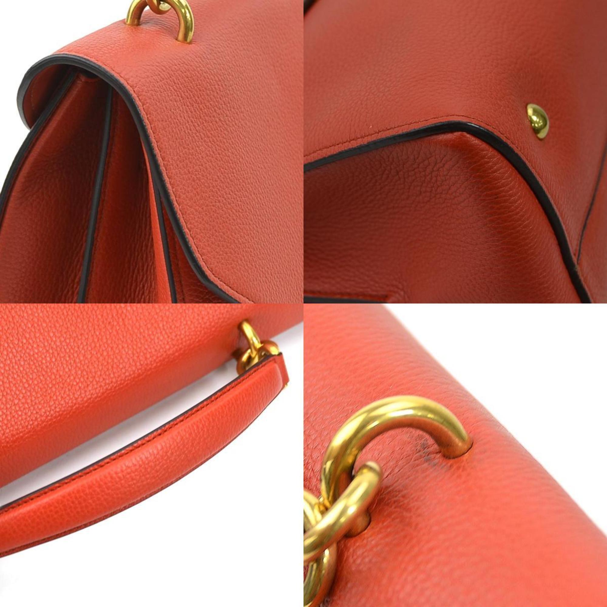 Salvatore Ferragamo Handbag Shoulder Bag Gancini Leather Red Gold Ladies