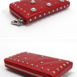 Miu Studded Flower Coin Case Red