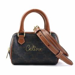 Celine CELINE Crossbody Shoulder Bag Triomphe PVC Coated Canvas Brown Women's