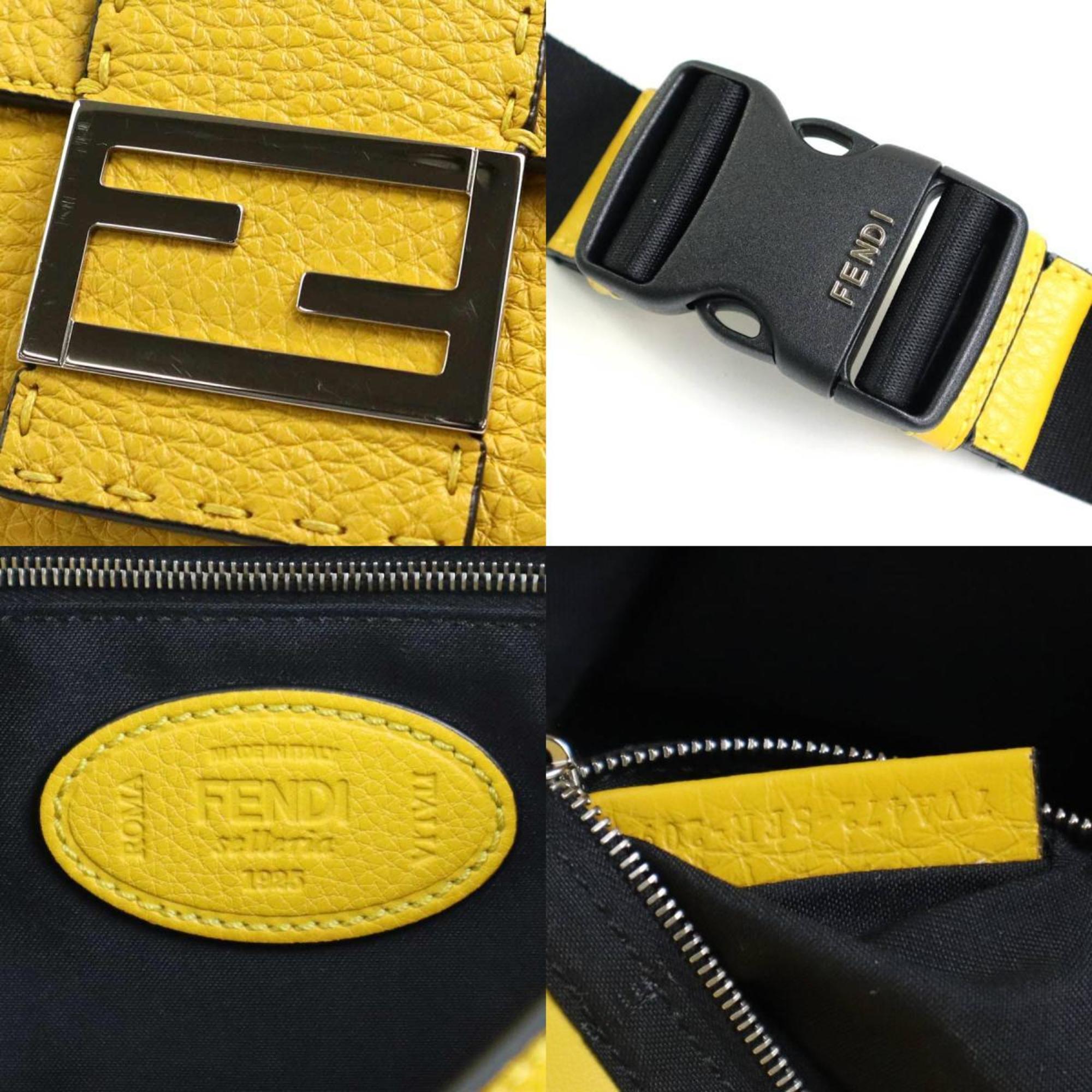 FENDI Body Bag Shoulder Selleria Baguette Leather Yellow Men's 7VA472-SFR