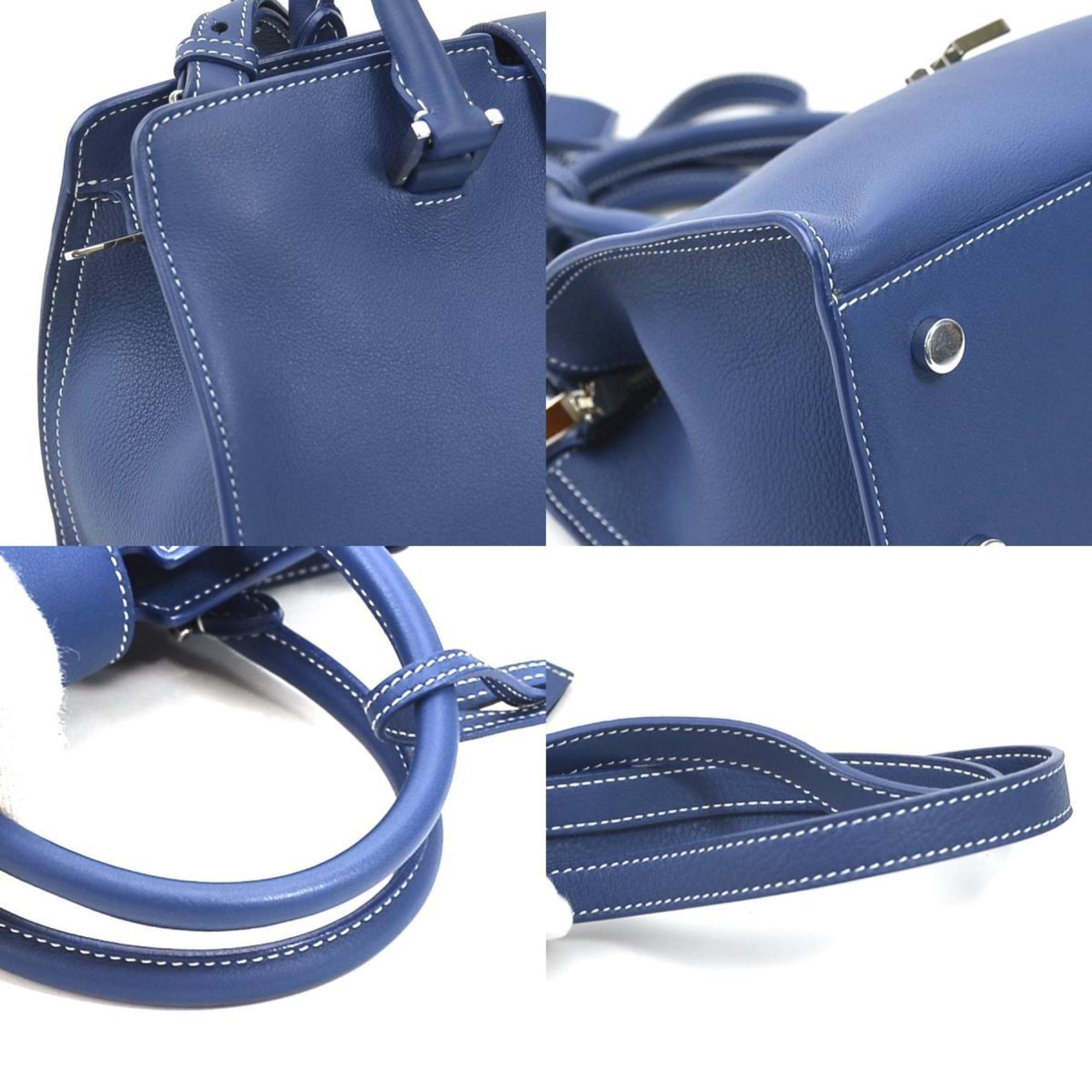 Saint Laurent SAINT LAURENT Handbag Shoulder Bag Baby Cabas Leather Cobalt Blue Silver Ladies 424868
