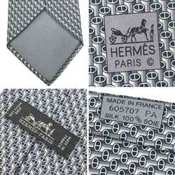 Hermes Tie Chaine d'Ancre 100% Silk Gray Men's