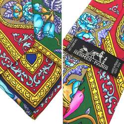 Hermes Necktie QALAMDAN 100% Silk Multicolor Men's