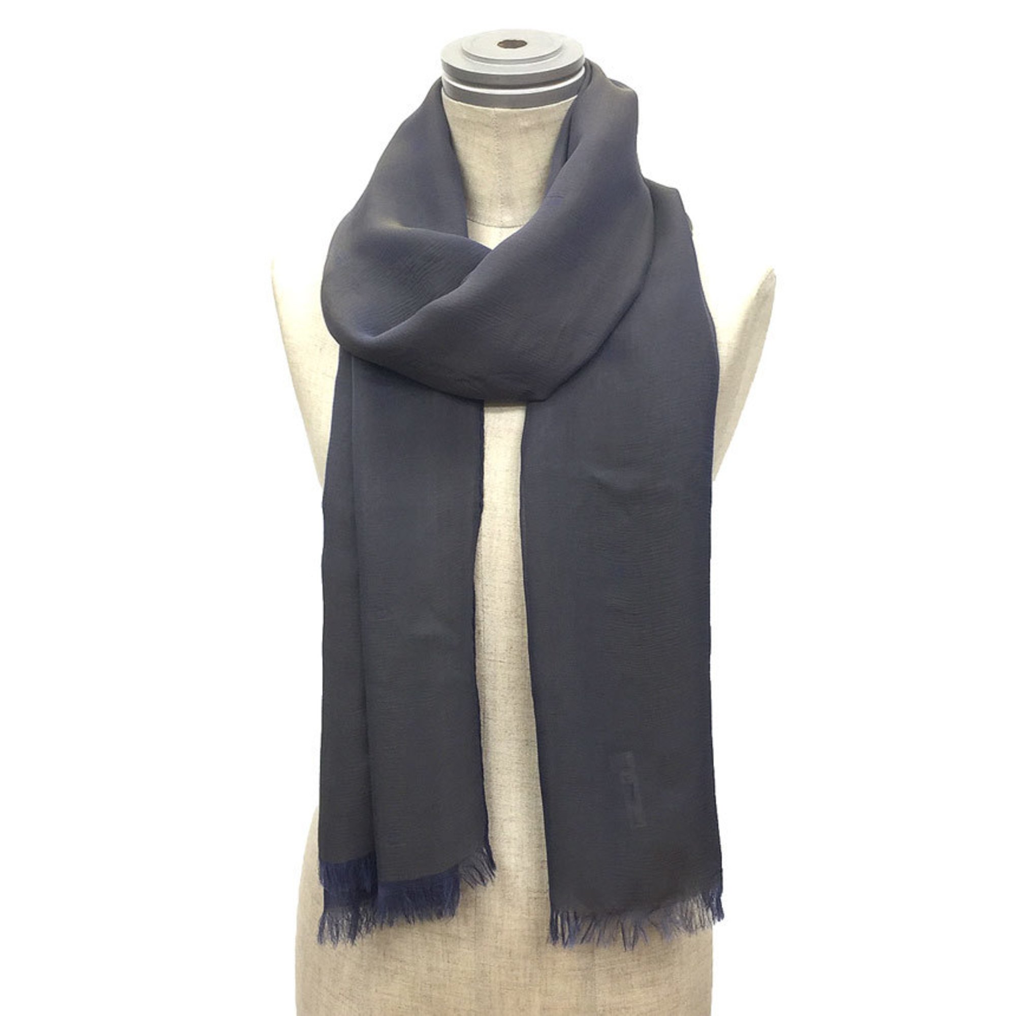 HERMES Margiela Period Stole Shawl Reversible Silk Blue Purple Gray Chiffon Men's Women's Hermes