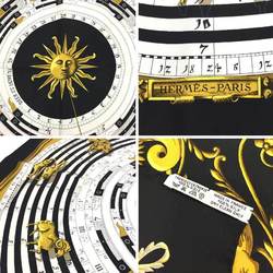 HERMES Scarf Muffler Kare90 DIES ET HORE Astrology Constellation Pattern Horoscope Black/White/Yellow 100% Silk Hermes