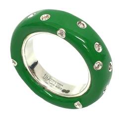 Bottega Veneta BOTTEGA VENETA Enamel Crystal Dot Ring 649527-VB0B8/9960 #19 Green AG925 Silver Men's Women's