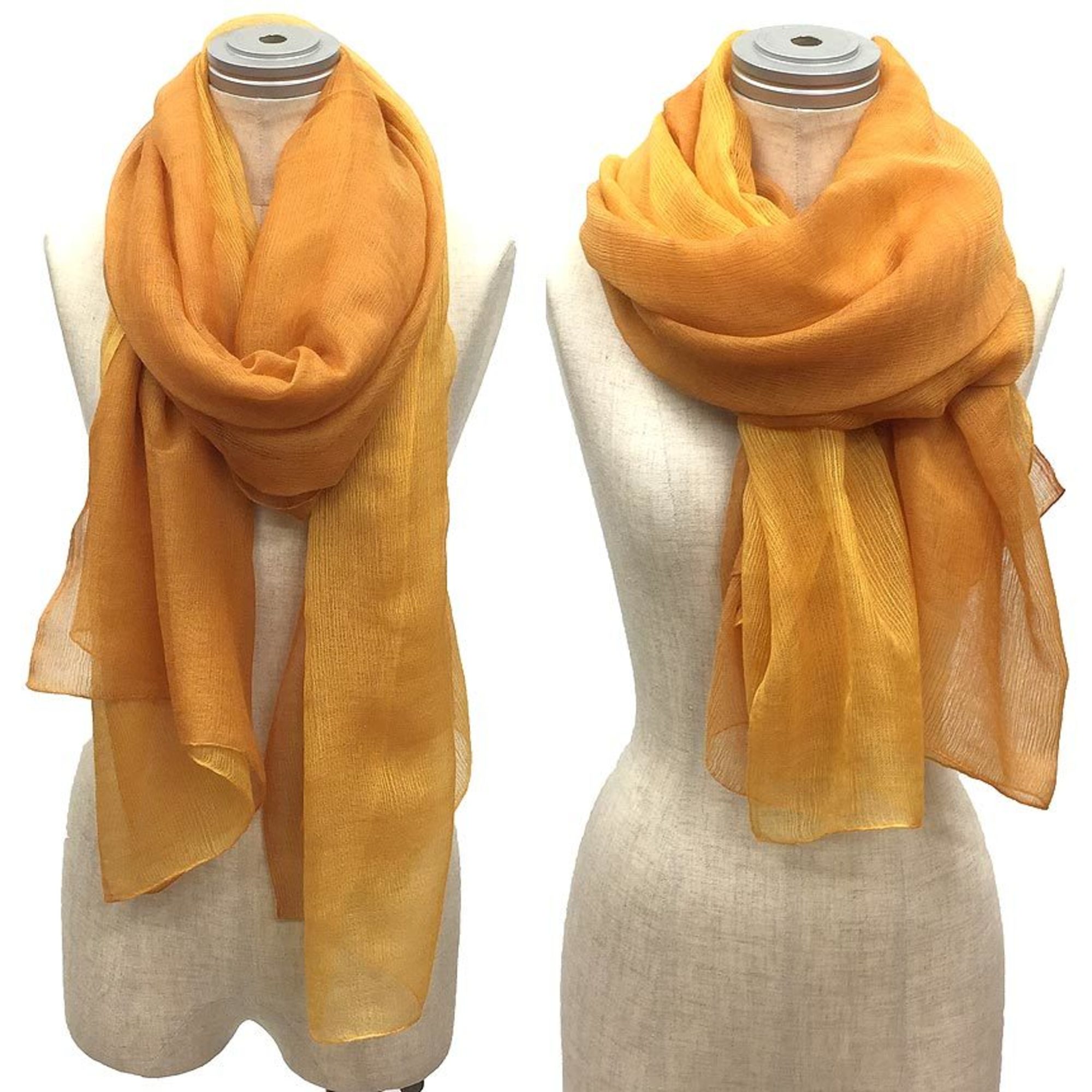 HERMES ECHARPE NAOSHIMA Naoshima Stole Shawl 100% Cotton Yellow Hermes