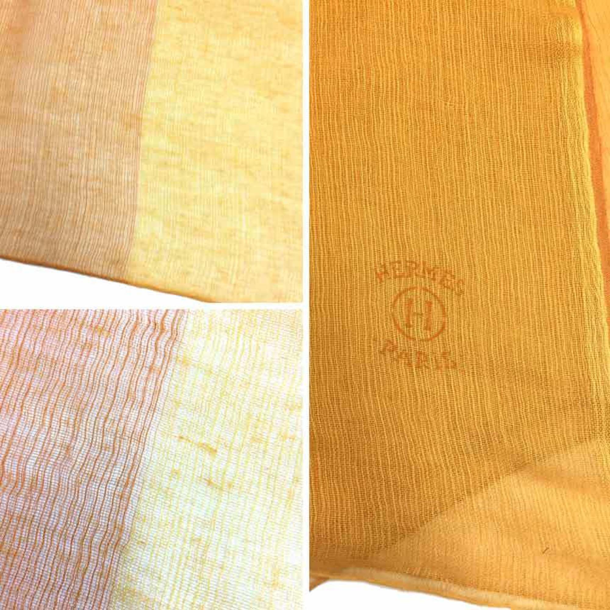 HERMES ECHARPE NAOSHIMA Naoshima Stole Shawl 100% Cotton Yellow Hermes