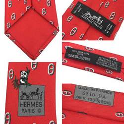 HERMES Tie Chaine d'Ancre Panda Red Silk Twill Men's Hermes