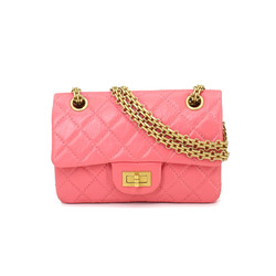 CHANEL 2.55 Chain Shoulder Bag Leather Pink AS0874 Matelasse