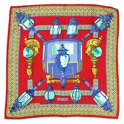 HERMES Scarf Muffler Carre 90 FEUX DE ROUTE Carriage Lantern Red 100% Silk Hermes