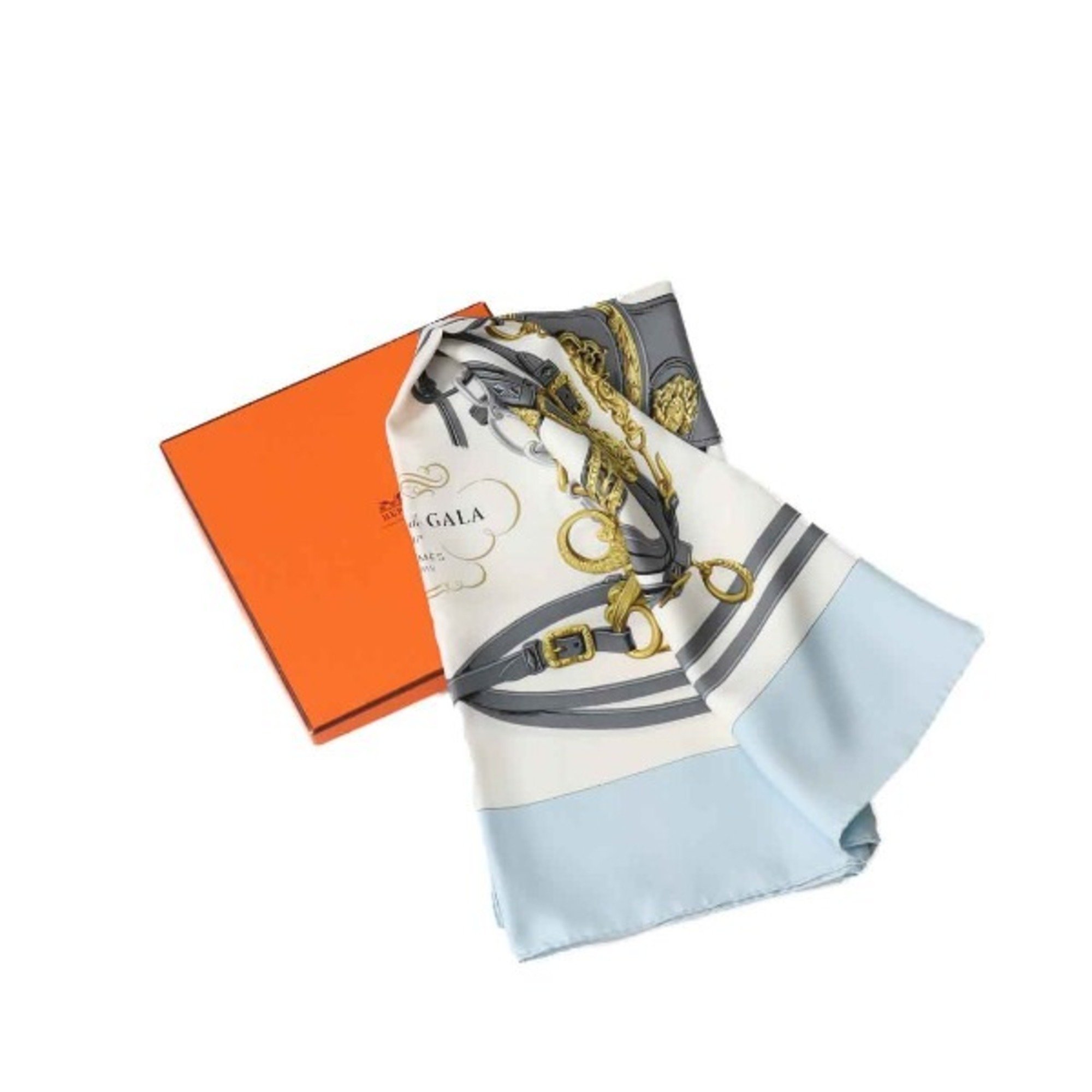 HERMES Carre90 Hermes light blue scarf