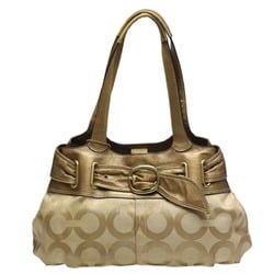 COACH Op Art Canvas 13880 Coach Beige x Metallic Shoulder Bag