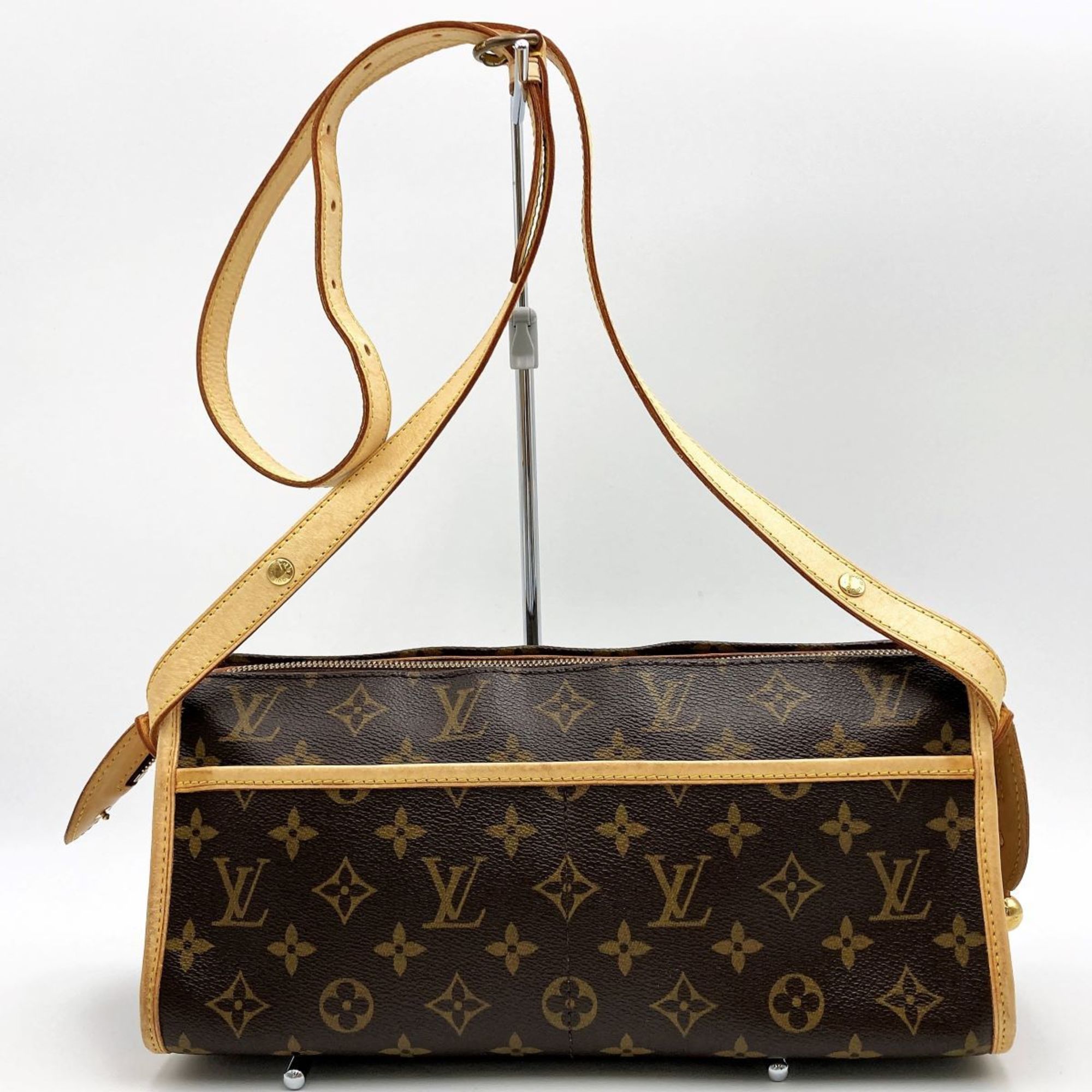 LOUIS VUITTON Popincourt Long Monogram Shoulder Bag Brown PVC Women Men M40008