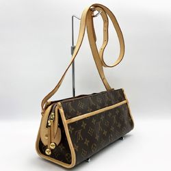 LOUIS VUITTON Popincourt Long Monogram Shoulder Bag Brown PVC Women Men M40008